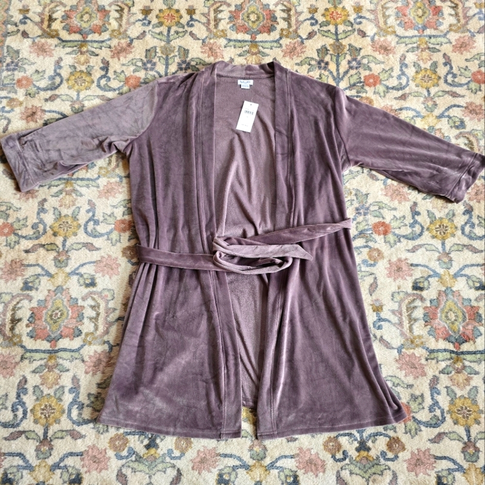 NWT Splendid Velour Mauve Robe Women's L/XL